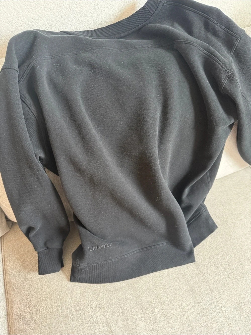 lululemon athletica Black Raised-Logo Crewneck Sweater